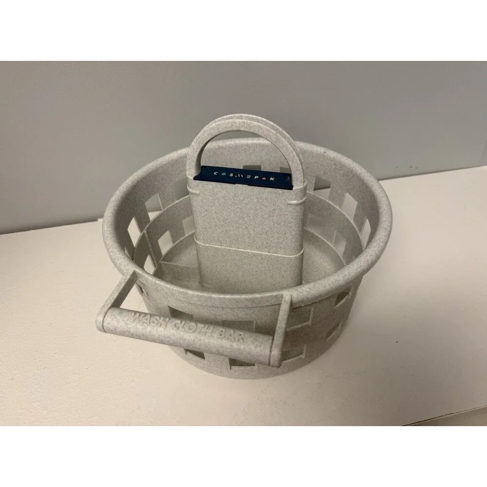 COSMEPAK Portable Shower Caddy Beige Round Basket College Dorm Gym Swim Organize